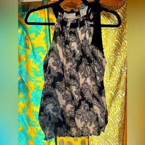 White House black market top with tie neck closure size small